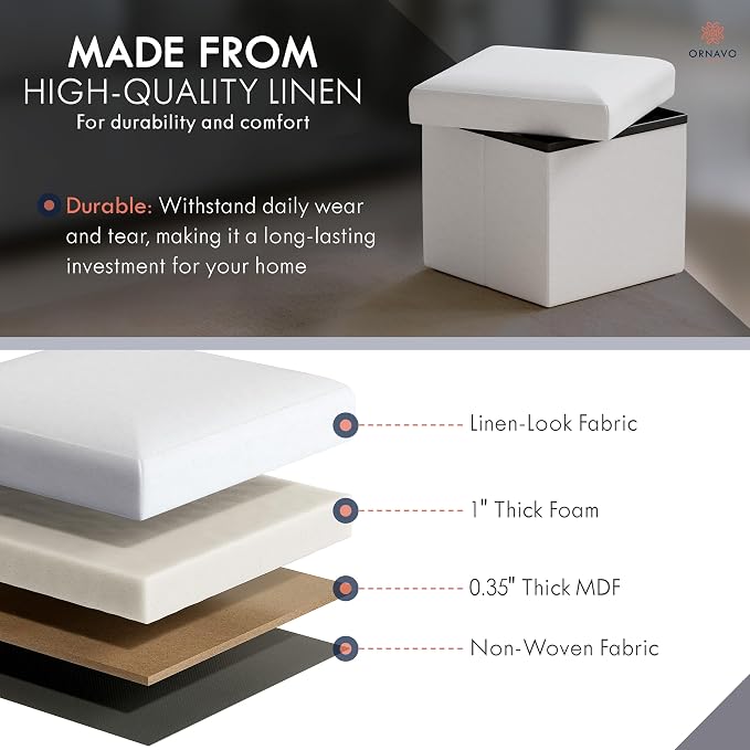 Ornavo Home Small Storage Ottoman, - Image 4