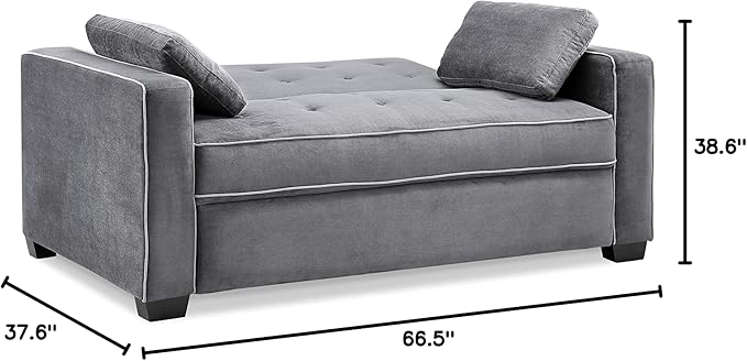 Serta Ainsley 66.5" Convertible Sleeper Loveseat, Full Size, Dreamcoil Comfort - Image 2