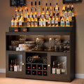 Loomie Wine Bar Cabinet with LED Lighted Liquor Bottle Display Shelf, Liquor by LOOMIEDirect