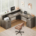 YOMILUVE 63" Farmhouse L Shaped Executive Desk by YomiluveDesign