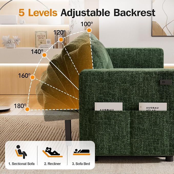 Sunny Heart 82" L Shaped Sectional Sleeper Sofa Bed - Image 6