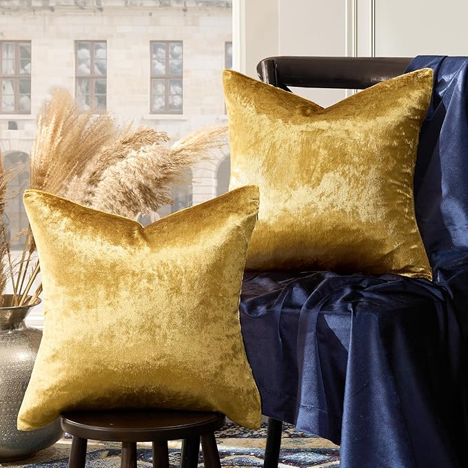 GIGIZAZA Gold Velvet Decorative Throw Pillow Covers, 18x18 Pillow Covers - Image 2