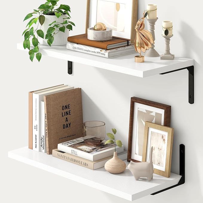 Fun Memories Deep Floating Shelves, 24W x 8D Floating Shelves Set of 2 by FunMemories