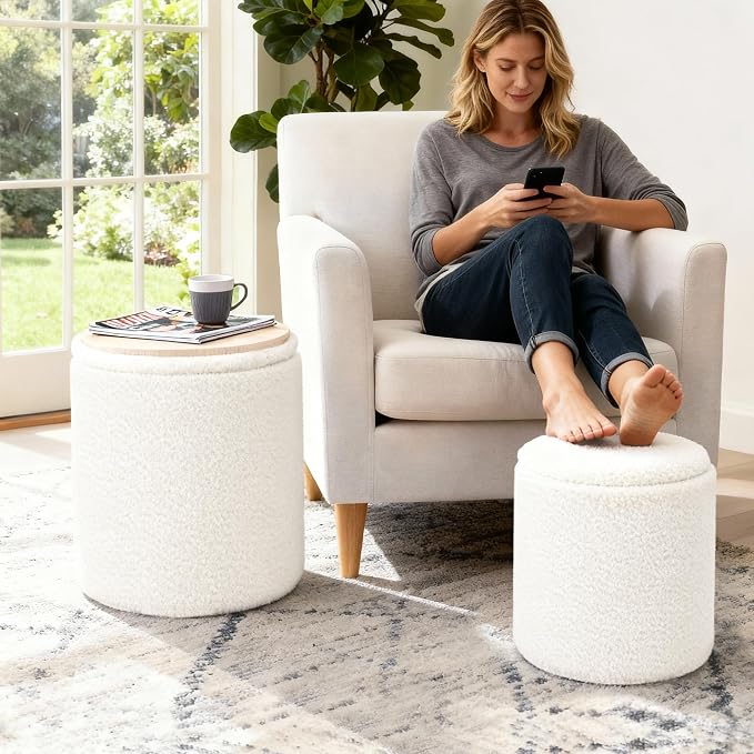 CAROLMADE Set of 2 Round Ottoman - Image 3