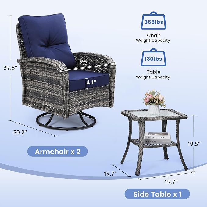 wildformers Luxury Outdoor Swivel Wicker Glider Patio Chairs - Image 7