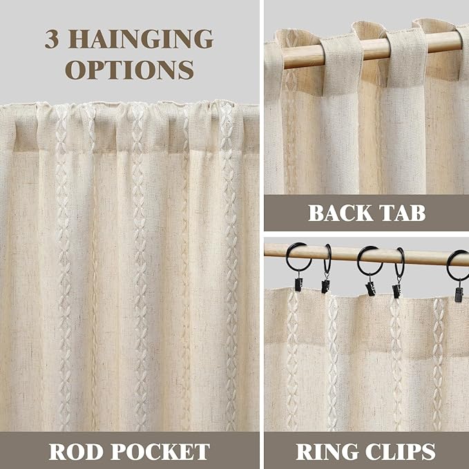 Boho Light Filtering Curtains 2 Panels 84 Inch - Image 5