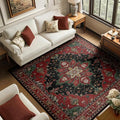 RELEANY Area Rugs Square 6ft Washable Non-Slip, Floral Vintage Distress Print by RELEANY