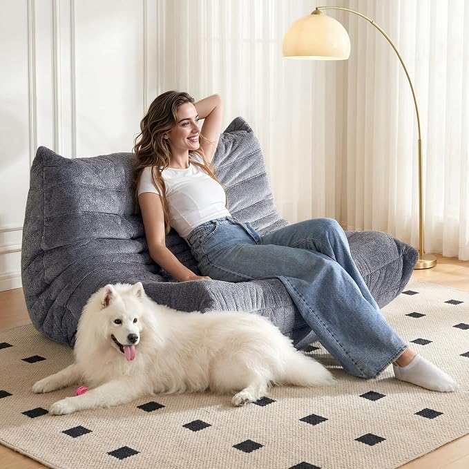 Bean Bag Chair, 2 Seater Lazy Bean Bag Sofa Memory Foam Couch, Giant Bean Bag - Image 3