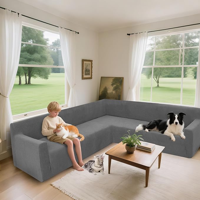 Arfntevss Stretch Sectional Couch Covers L Shaped Corner Sectional Sofa Cover - Image 2
