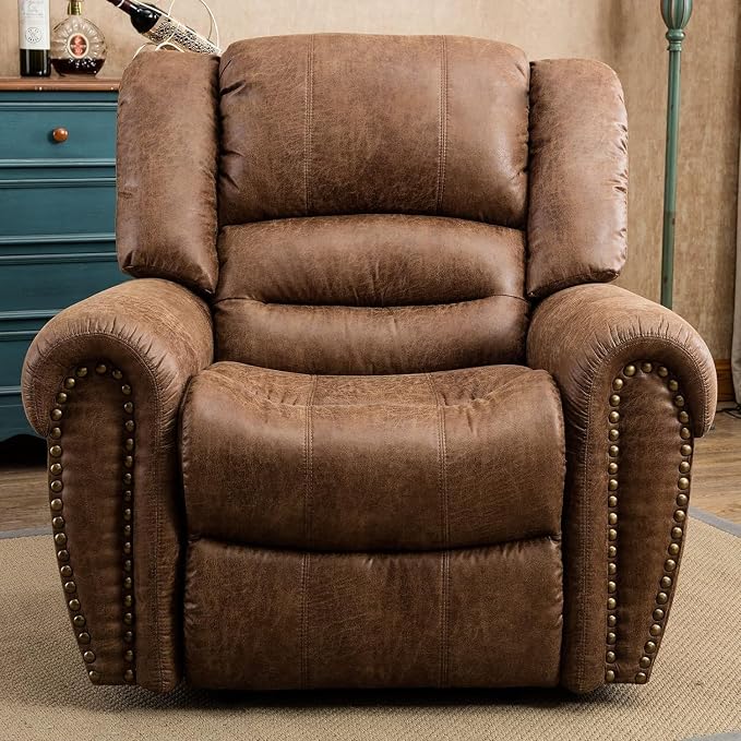 CANMOV Leather Recliner Chair Set of 2, Classic and Traditional Manual Recliner - Image 7