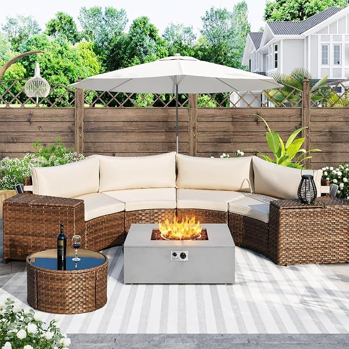 ECOTOUGE 8-Piece Half-Moon Curved Patio Furniture Set by ECOTOUGE