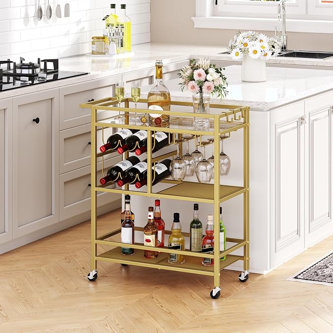 MAHANCRIS Bar Cart for Home, 3-Tier Serving Cart - Image 3