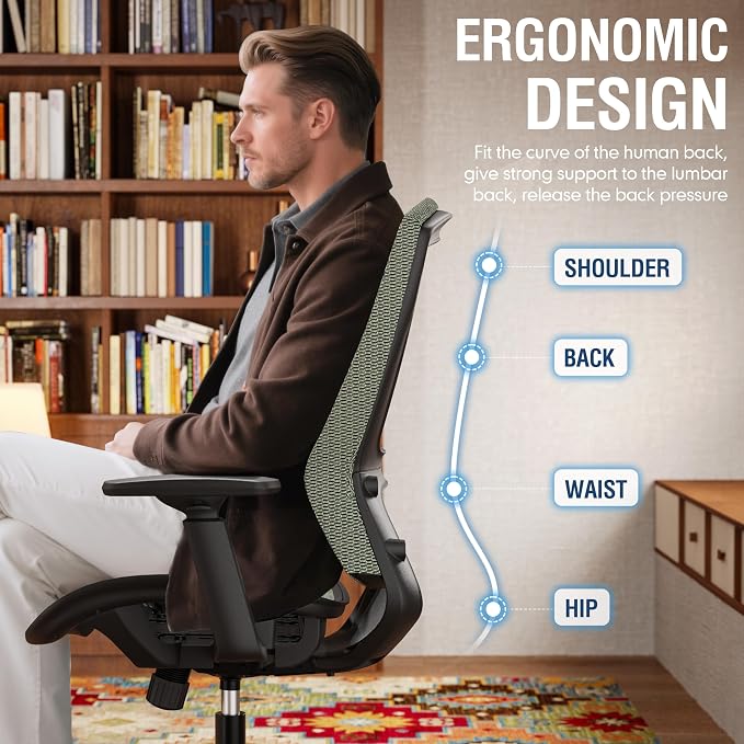 ELABEST Mesh Office Chair, Ergonomic Computer Desk Chair, Sturdy Task Chair- - Image 4