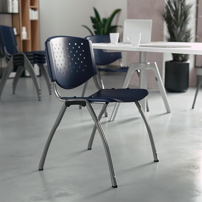 Flash Furniture HERCULES Series 880 lb. Capacity Navy Plastic Stack Chair - Image 2