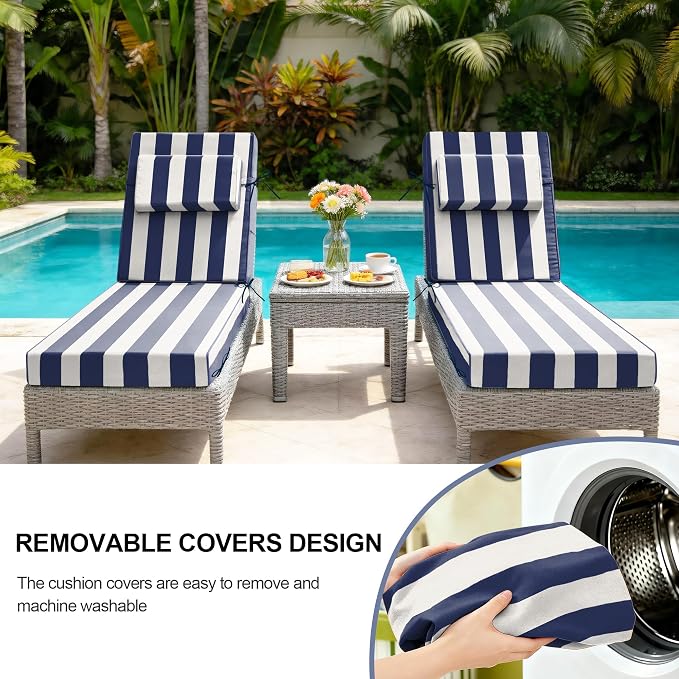 Chaise Lounge Cushions Outdoor 80x26x6 Inch, Fade Resistant 6'' Thicken Outdoor - Image 8