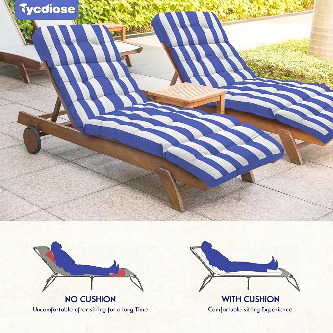 Outdoor Chaise Lounge Chair Cushion Waterproof 74.4 x 22 x 4.7 Inches Memory - Image 6