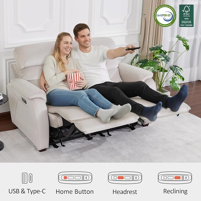 MCombo 61.6'' Wall Hugger Power Loveseat Recliner, Reclining Loveseat - Image 6