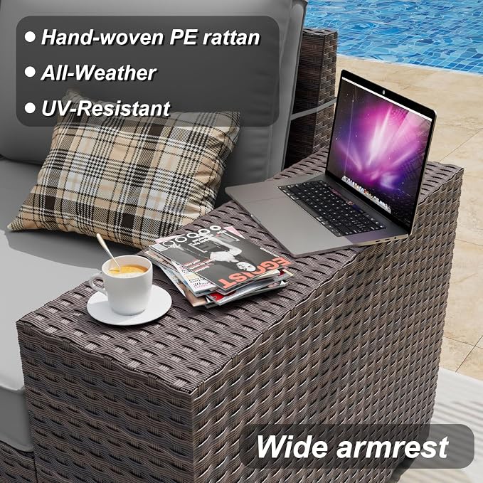 ALAULM 6 Pieces Patio Furniture Set, Oversized Seat/Armrest Sofas and High Back - Image 4