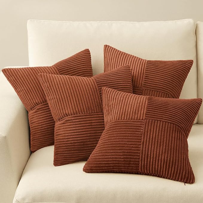MIULEE Boho Farmhouse Rust Decorative Throw Pillow Covers 18x18 Inch 4 Packs - Image 6