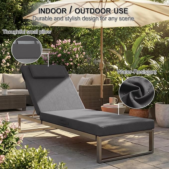 Outdoor Chaise Lounge Cushions, 71x21 Inch Olefin Water & Fade Resistant Pool - Image 5