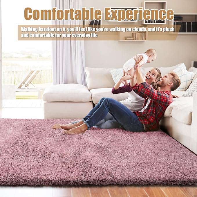 6x9 Fluffy Area Rug for Living Room, Shag Area Rugs for Bedroom, Blush Soft - Image 6