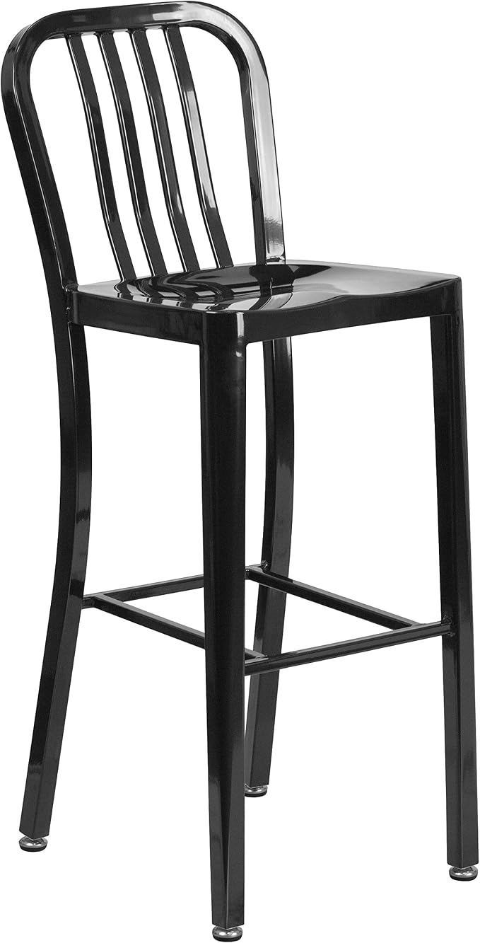 Flash Furniture Commercial Grade 30" High Black Metal Indoor-Outdoor Barstool - Image 5