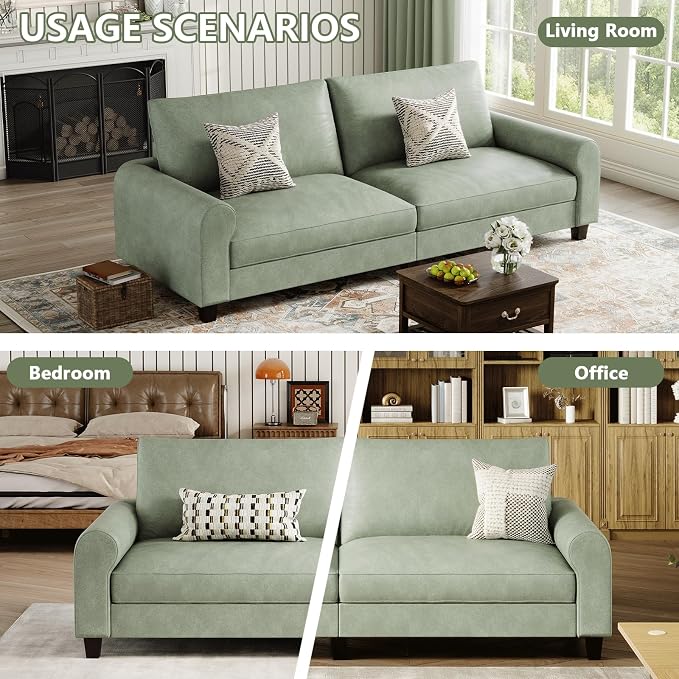 EASE MOOSE 88.5" Large Seat Faux Leather Loveseat Sofa, Waterproof and - Image 8