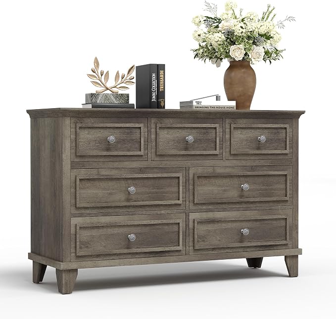 IDEALHOUSE 7 Drawer Dresser, Large Wooden Storage Chest of Drawers - Image 8