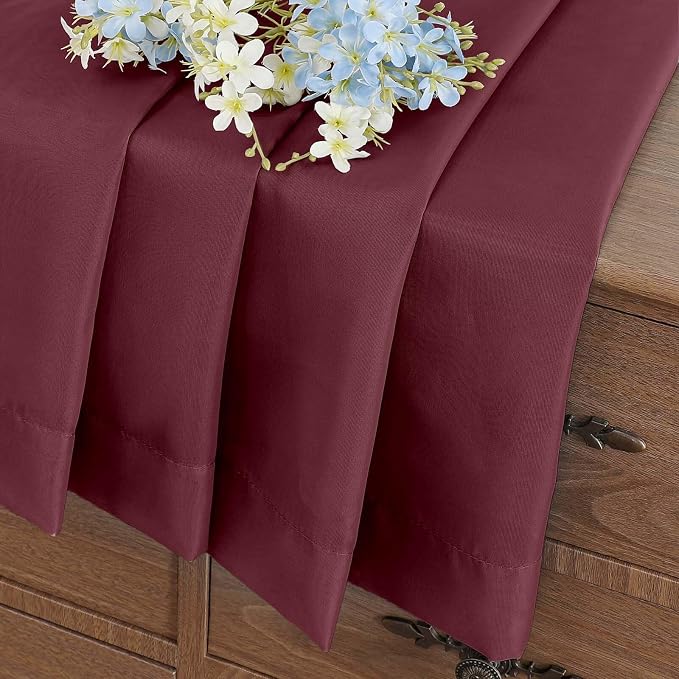 Burgundy Sheer Curtains Tier 30 Inches Length 2 Panels Set, Light Filtering - Image 6