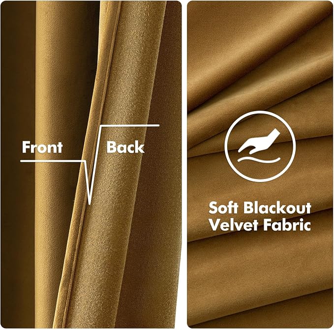 MIULEE Velvet Curtains Gold Elegant Grommet Curtains Fall Thermal Insulated - Image 3