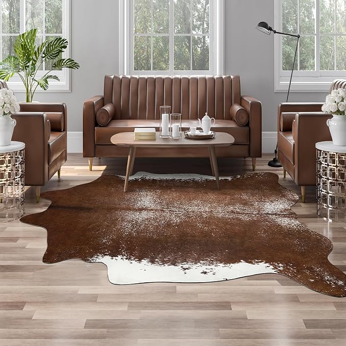 AROGAN 6×7.2 Feet Western Decor Faux Fur Cowhide Rug, Feet Premium Animal Skin by AROGANAREARUG