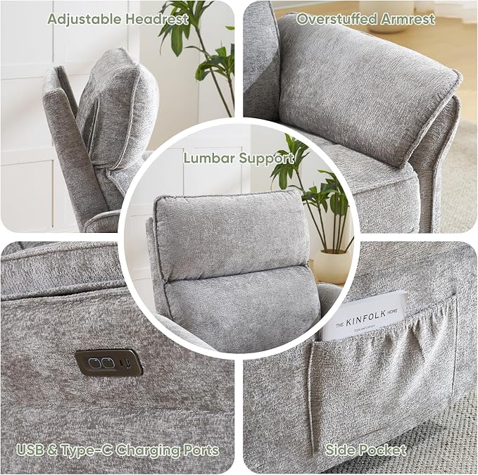 Power Swivel Rocker Recliner, Glider Recliner Nursery Chair - Image 7