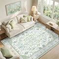 RELEANY Area Rugs 6'x8' Washable Non-Slip, Floral Vintage Distress Print by RELEANY