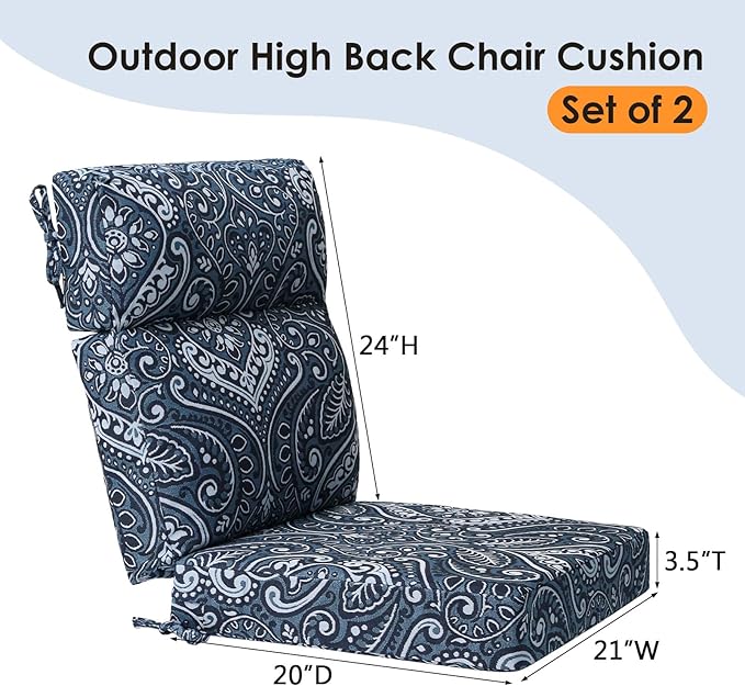 Unimatta Outdoor High Back Chair Cushion Seat Pads, 44 x 21 Inch - Image 5