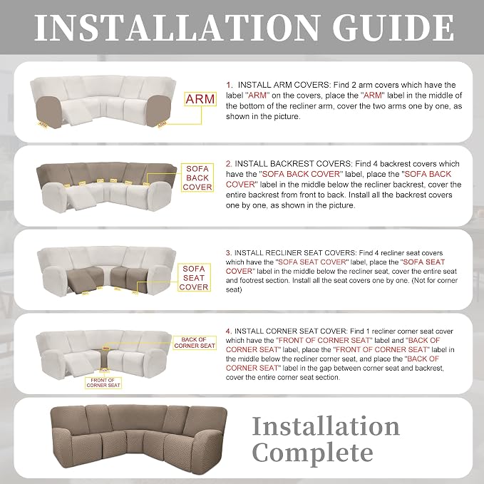 100% Waterproof Sectional Recliner Couch Covers - Image 7