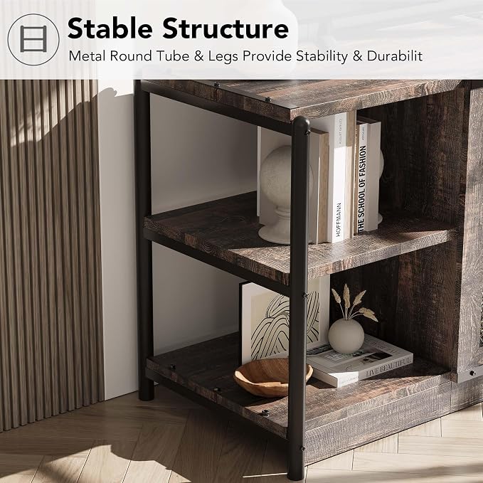 GarveeHome TV Stand for 65+ Inch TV, Rustic Entertainment Center TV Media - Image 8
