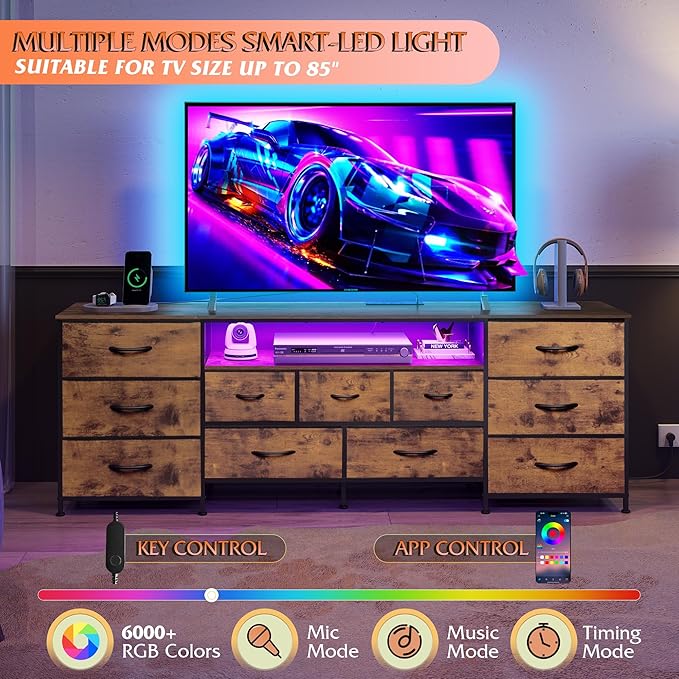 WLIVE 75.5" TV Stand for 65, 85 Inch TV, Dresser for Bedroom - Image 3