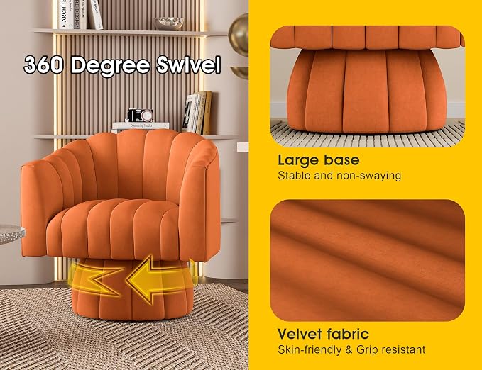 Dewhut Swivel Accent Chair, 360° Swivel Barrel Chair - Image 7