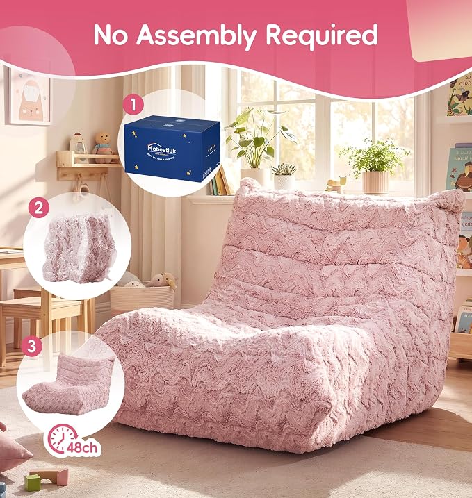 Hobestluk Bean Bag Chair with Memory Foam Ultra Soft Faux Fur Fabric Ergonomic - Image 8