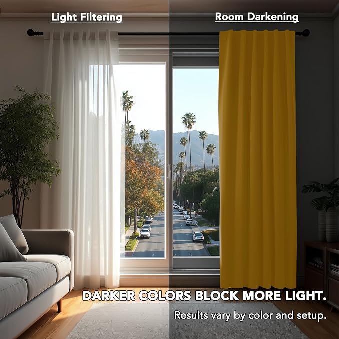 Deconovo Blackout Curtains, Thermal Insulated, W52 x L95 2 Panels, Back Tab - Image 3