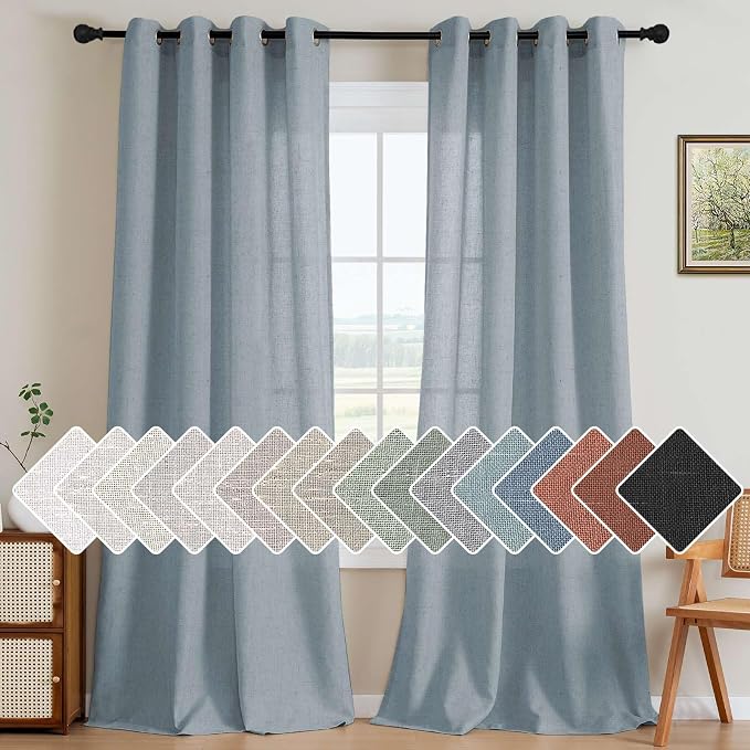 H.VERSAILTEX Linen Curtains Home Decorative Nickel Grommet Curtains Privacy by HVERSAILTEX