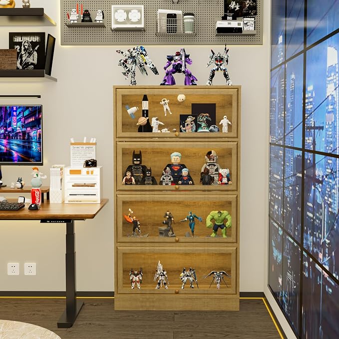 Display Cabinet with Acrylic Glass Doors, 4-Tiers Curio Cabinet with LED - Image 9