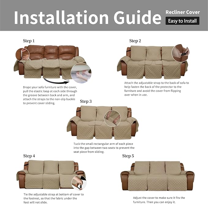 Easy-Going Oversized Recliner Sofa Cover, Reversible Couch Cover - Image 7