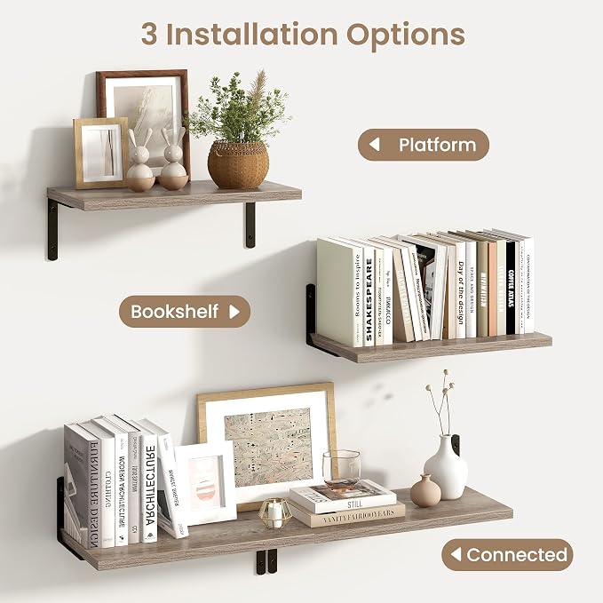 Fun Memories Deep Floating Shelves, 16W x 8D Floating Shelves Set of 2 - Image 4