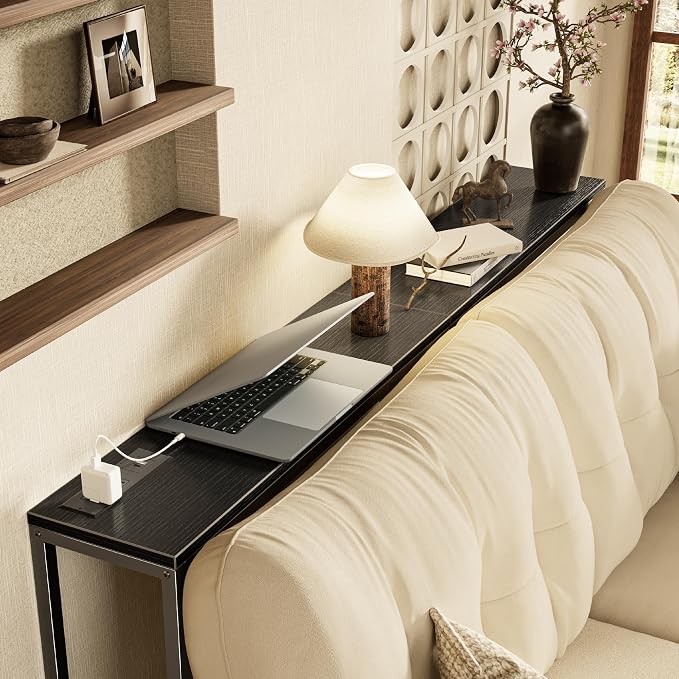 SUPERJARE Console Table with Outlet, 63 Inch Sofa Table with Charging Station - Image 4