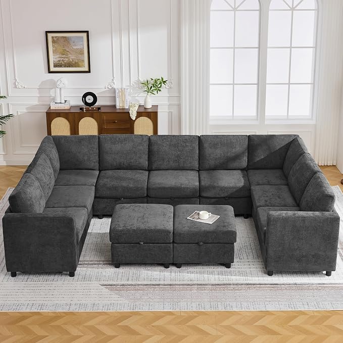 127'' Oversized U Shaped Modular Sofa, Sectional Couches by WUTUTUEE