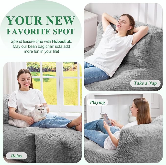 Hobestluk Bean Bag Chair Big Bean Bag Lounger - Image 7