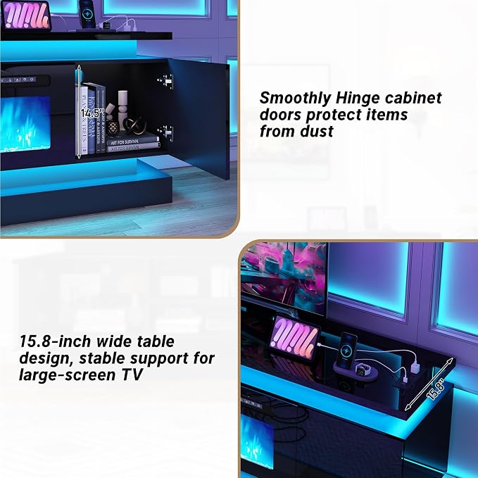 chartustriable 71IN LED TV Stands w/40 inch Fireplace Power Outlet - Image 8