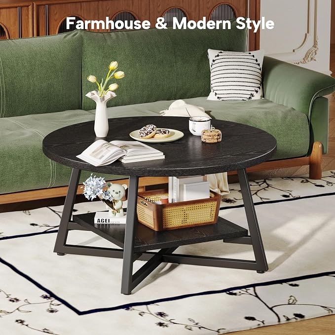 Coffee Table for Living Room, Round Coffee Table, Small Circle Coffee Table - Image 4