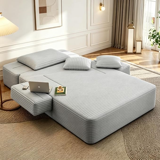 Oversized Boneless Chaise Sofa Bed, Corduroy Chaise Lounge Chair Indoor - Image 10